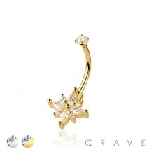 316L SURGICAL STEEL TOP CZ WITH CZ STARBURST EYEBROW (CURVED BARBELL)